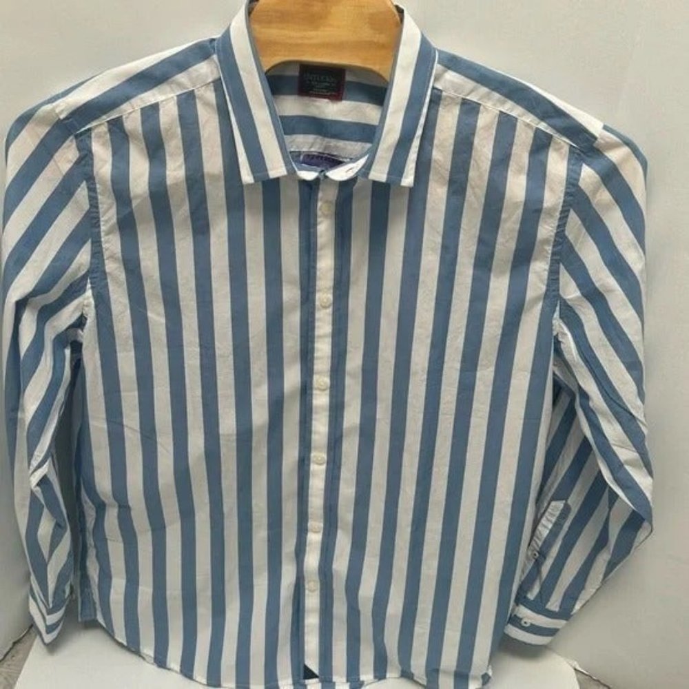 UNTUCKit NWT Vigneron Slim Fit Vintage Wash Blue Striped Button Up Shirt XXL